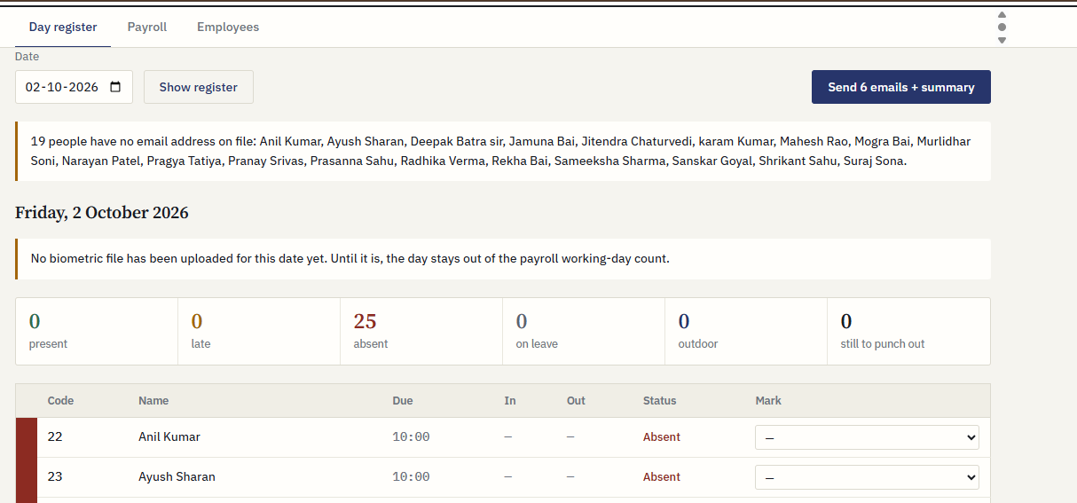 Payroll management software screenshot